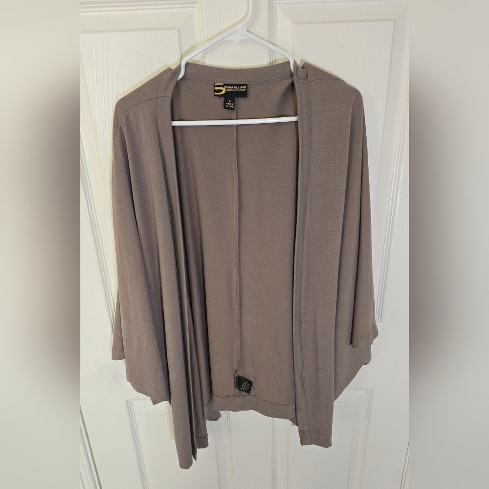 Serena Williams Signature Statement Batwing Cardigan Open Front Stretchy Brown L